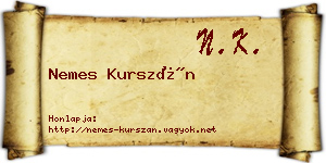 Nemes Kurszán névjegykártya